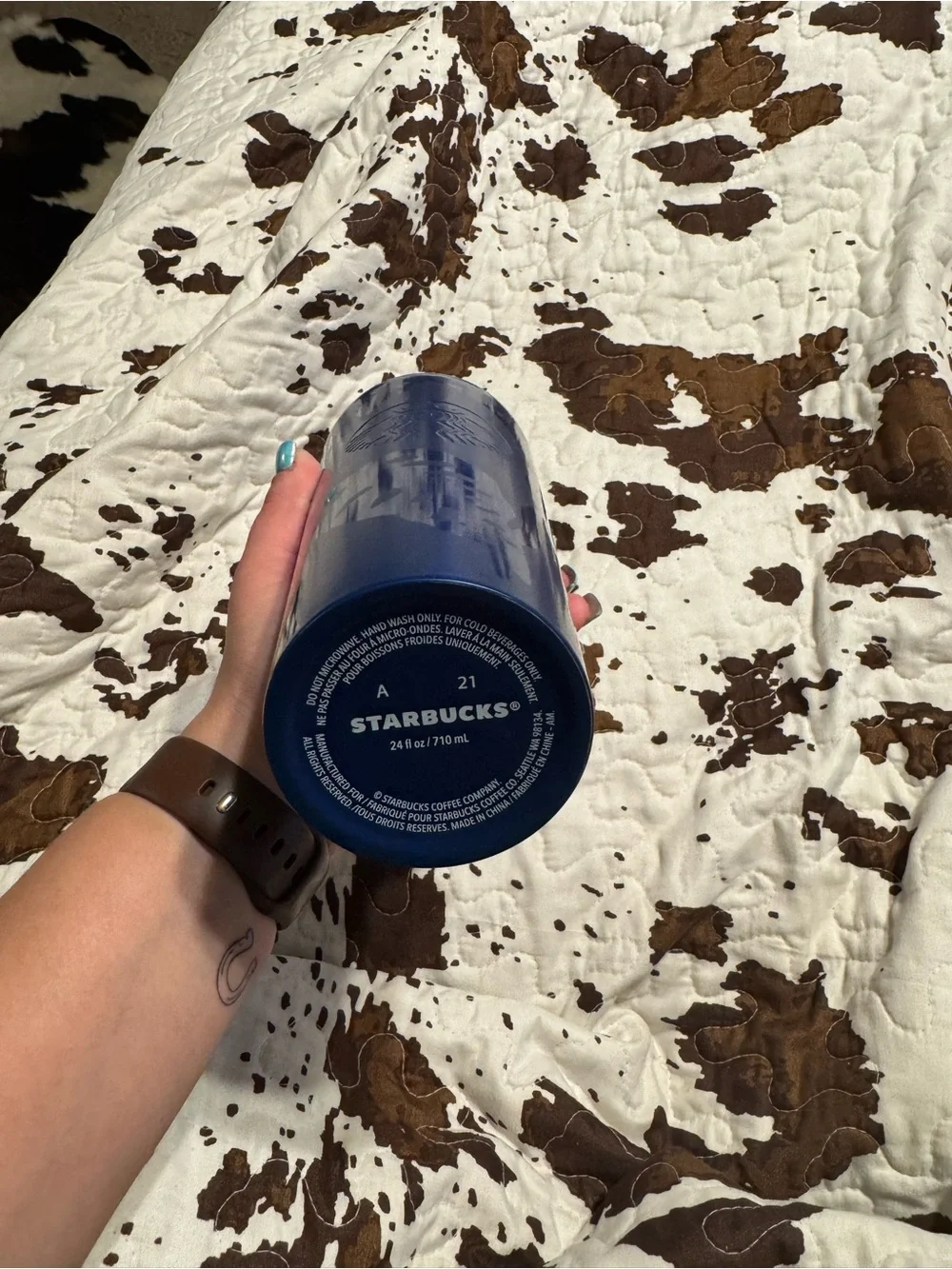 Starbucks stainless steel Blue Tumbler with Pink Straw